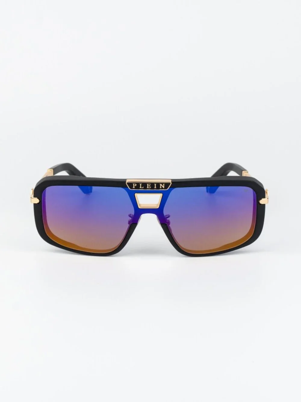 Philipp Plein Men Sunglasses Black Smoke Rainbow Mirror Pilot SPP008M 703V